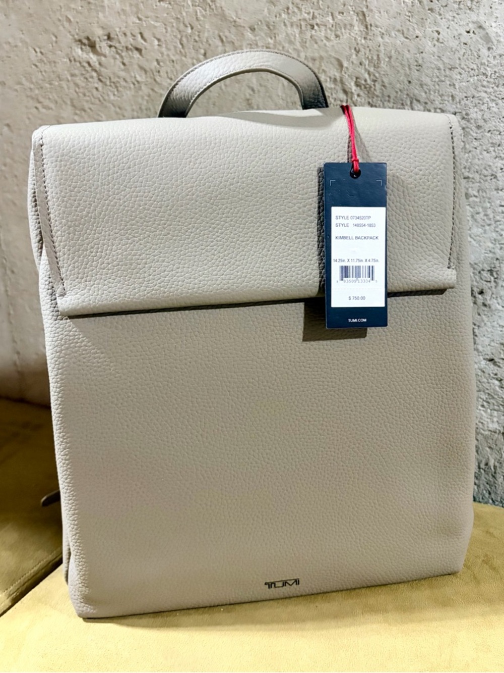 TUMI Georgica Kimbell Leather Backpack in Taupe Driftwood. NWT